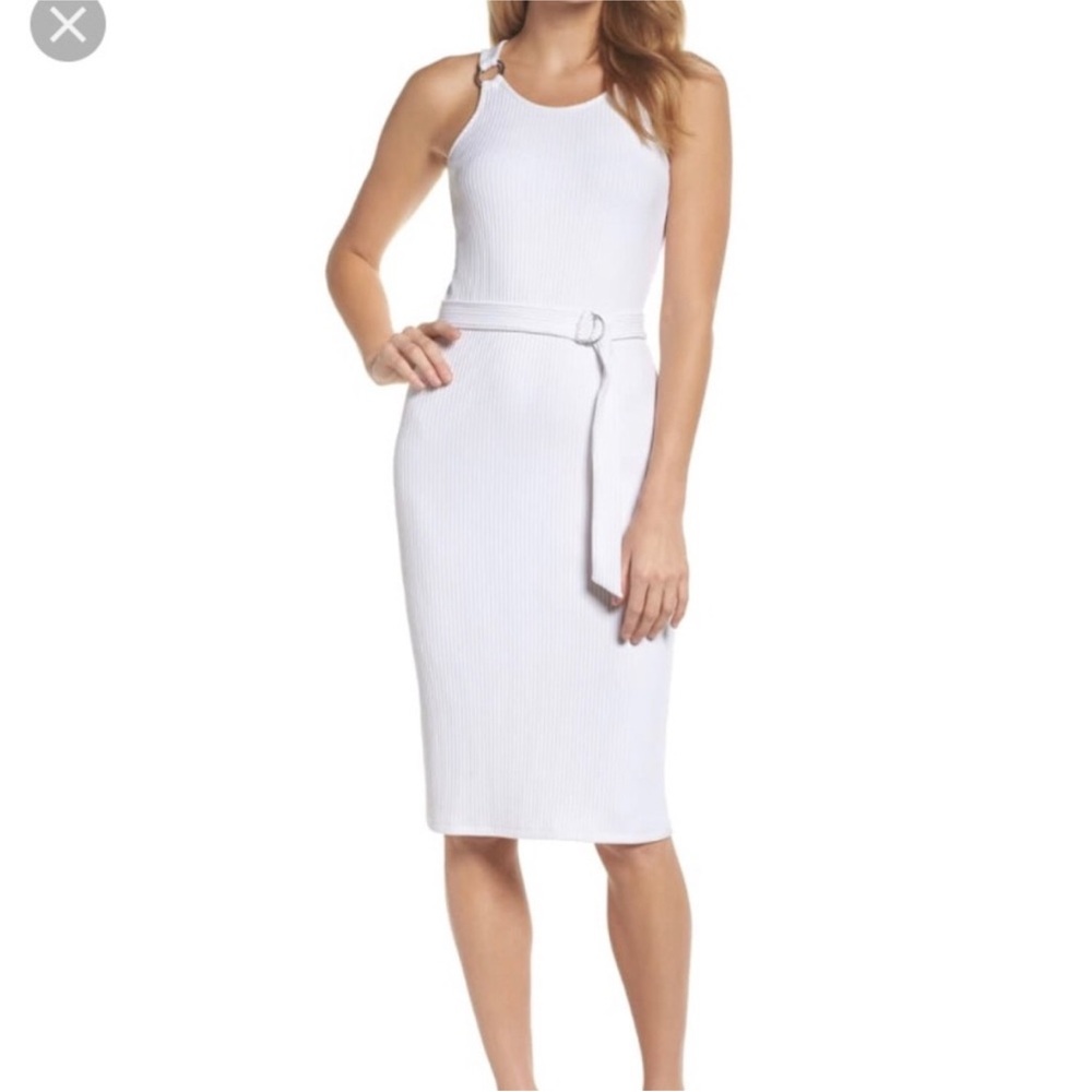 MICHAEL Michael Kors white knit ribbed sleeveless maxi dress, Medium
